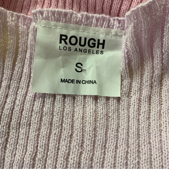 Rough Los Angeles Color Block Stripe Baby Cardigan Sweater Juniors S Ribbed - Picture 13 of 13